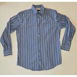 Banana Republic Button Down Shirt Men Medium Blue Striped 100% Cotton Maauritius